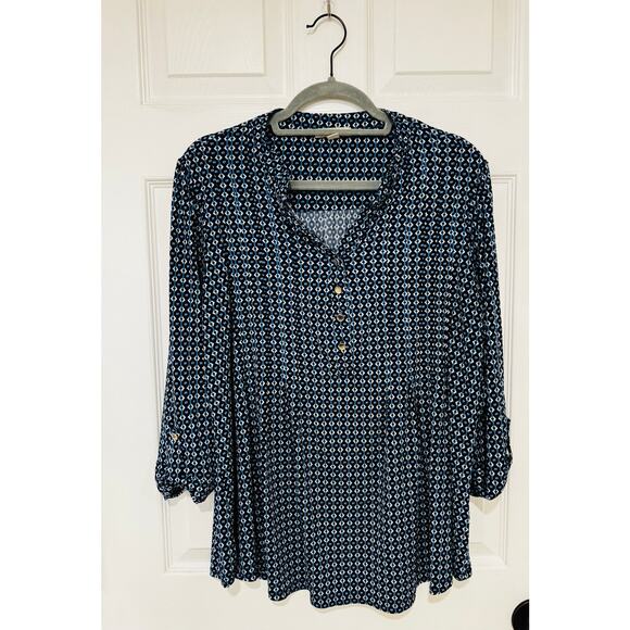 db Established 1962 Women's 3/4 length sleeve Blue Stretch Top 1X Plus - Picture 1 of 6